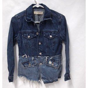Lucky Brand Re*Made Womens Jacket XS Trucker Denim Jean Two-Tone Summer Button